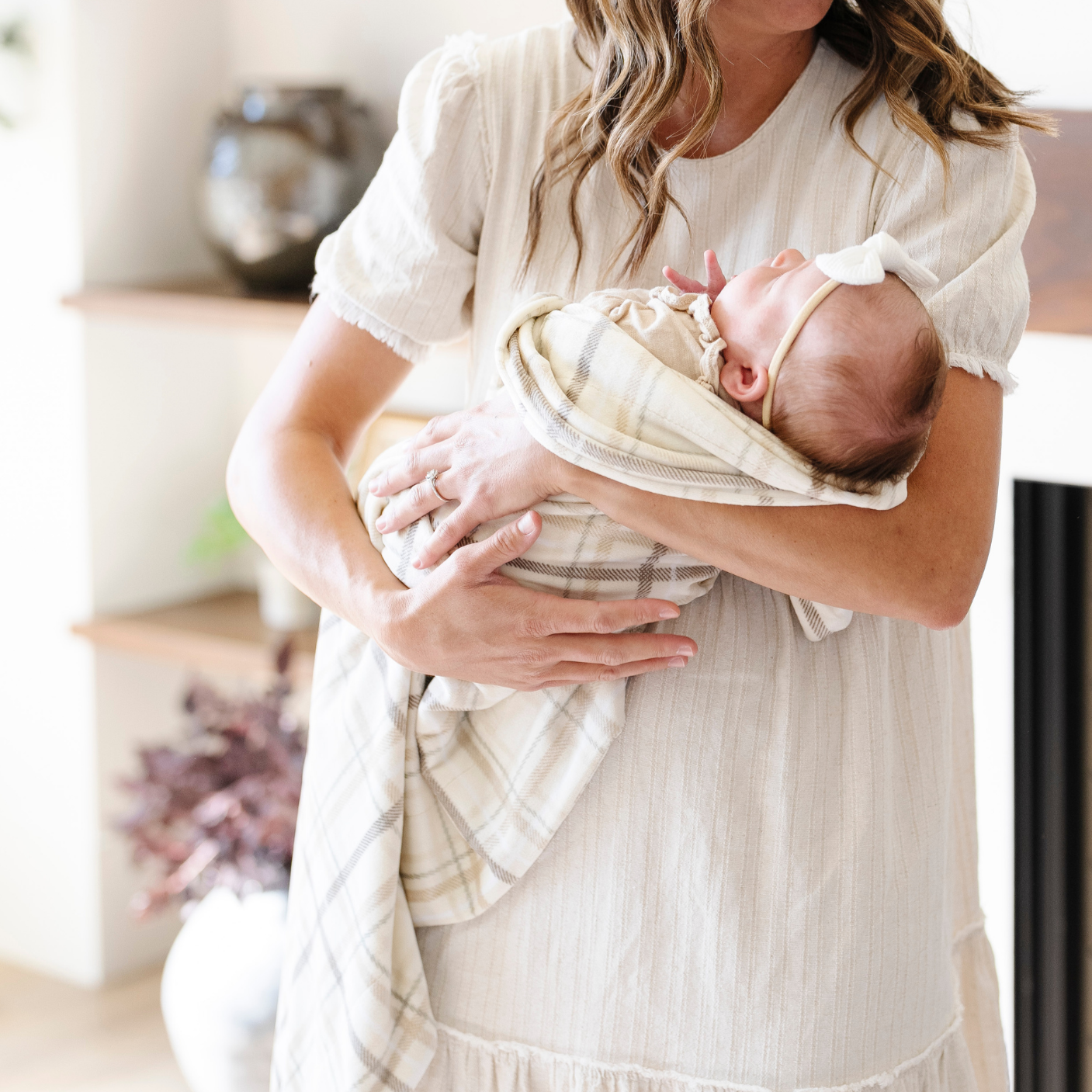 Plaid Minky Stretch Receiving Blankets