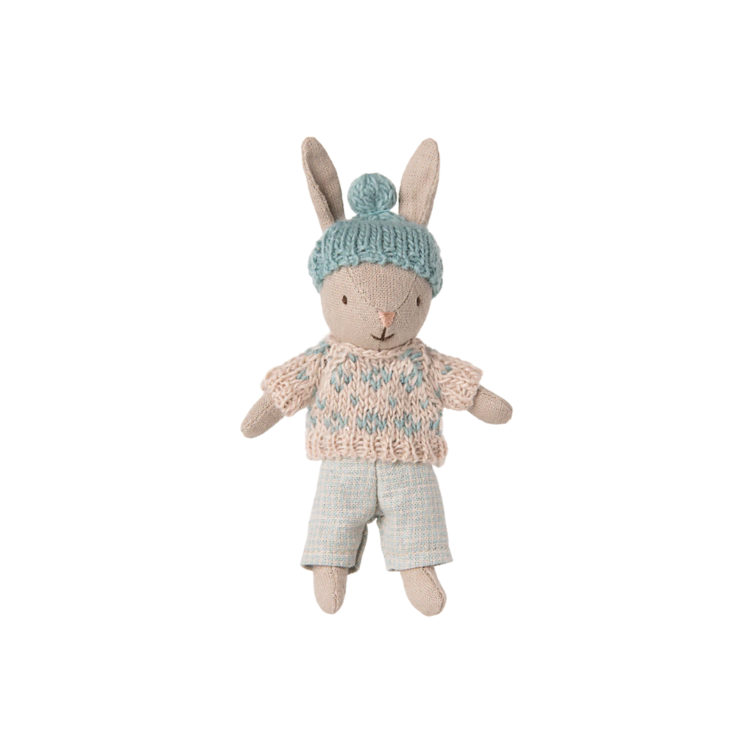 Maileg Sand Winter Rabbit in Mint 