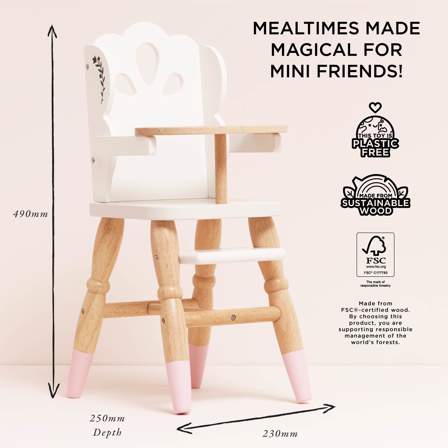 Wooden Doll High Chair — Le Toy Van product photo 6