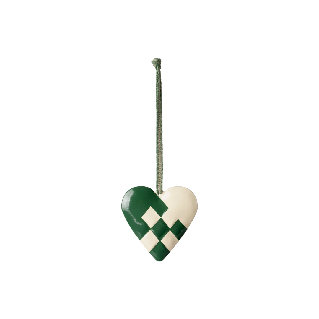 Large Dark Green Metal Heart Ornament