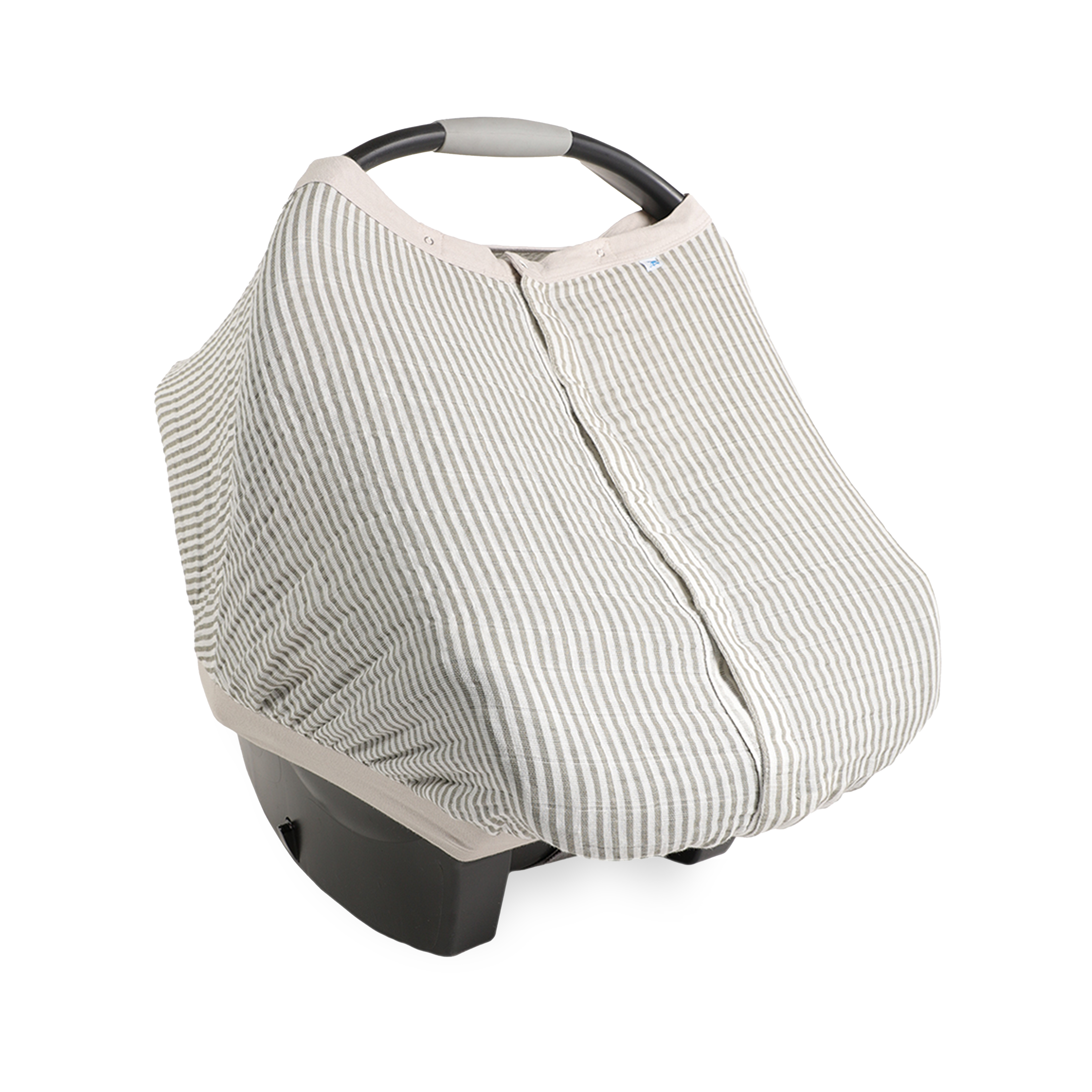 Grey Stripe Cotton Muslin Car Seat Canopy