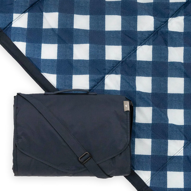 Navy Plaid Outdoor Blanket 5' x 5'