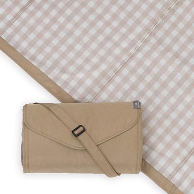 Beige Buffalo Check Outdoor Blanket 5' x 5'
