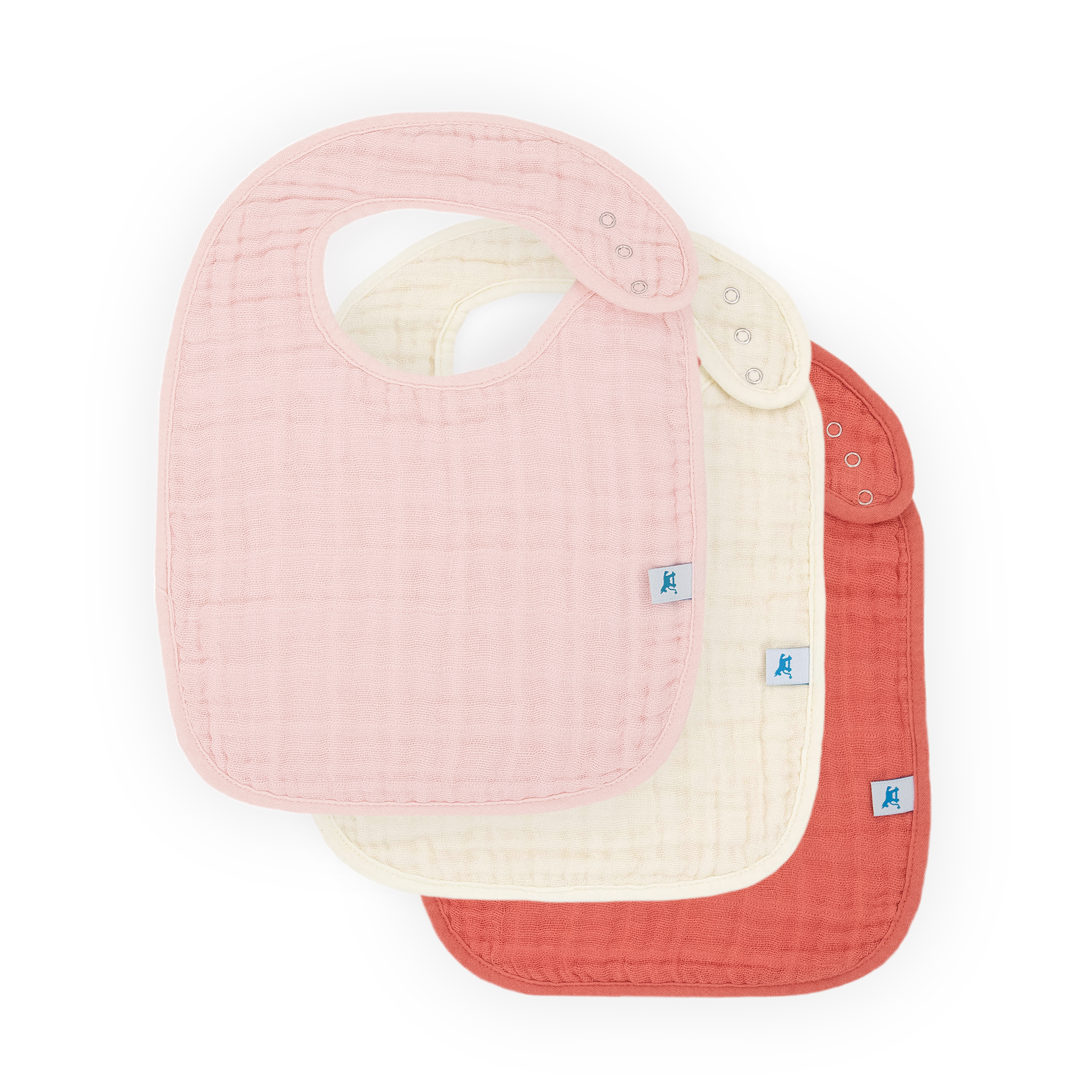 Cotton Muslin Classic Bib 3 Pack - Light Pink