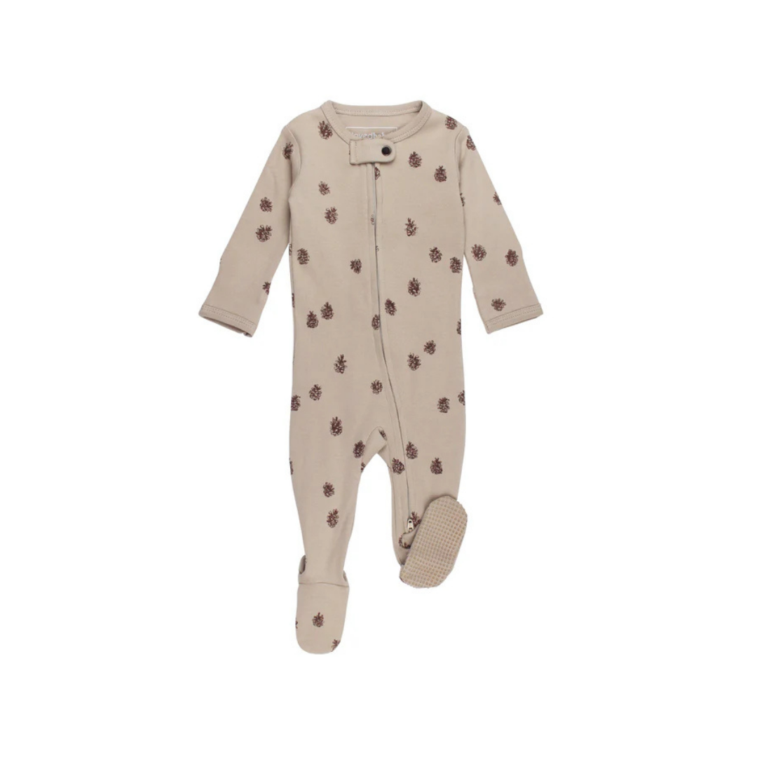 Oatmeal Pinecone 2 Way Zipper Footie
