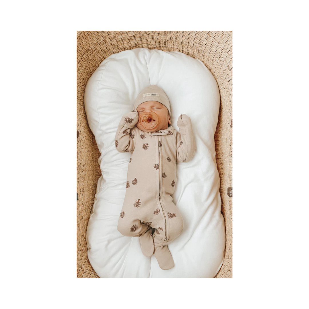Oatmeal Pinecone 2 Way Zipper Footie