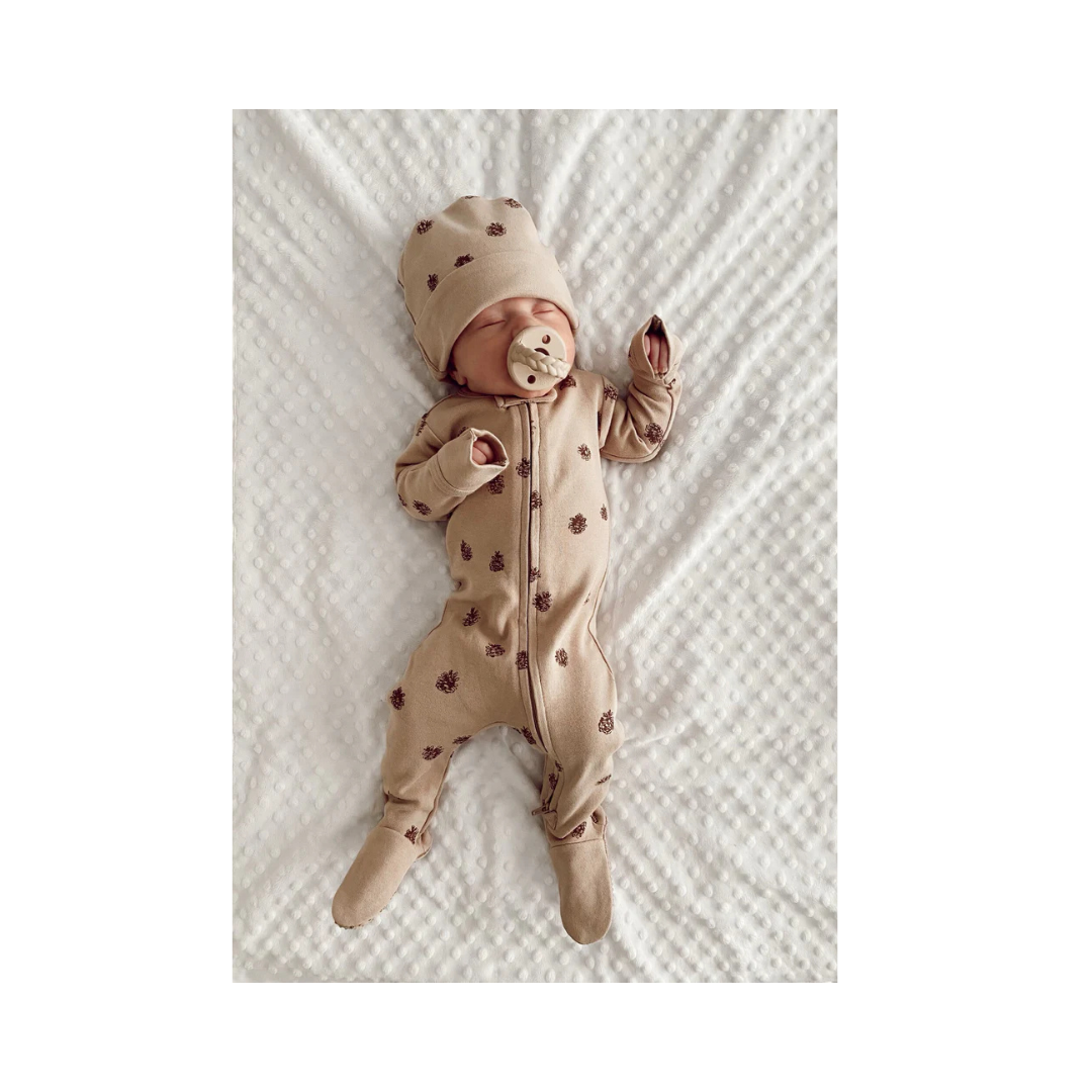 Oatmeal Pinecone 2 Way Zipper Footie