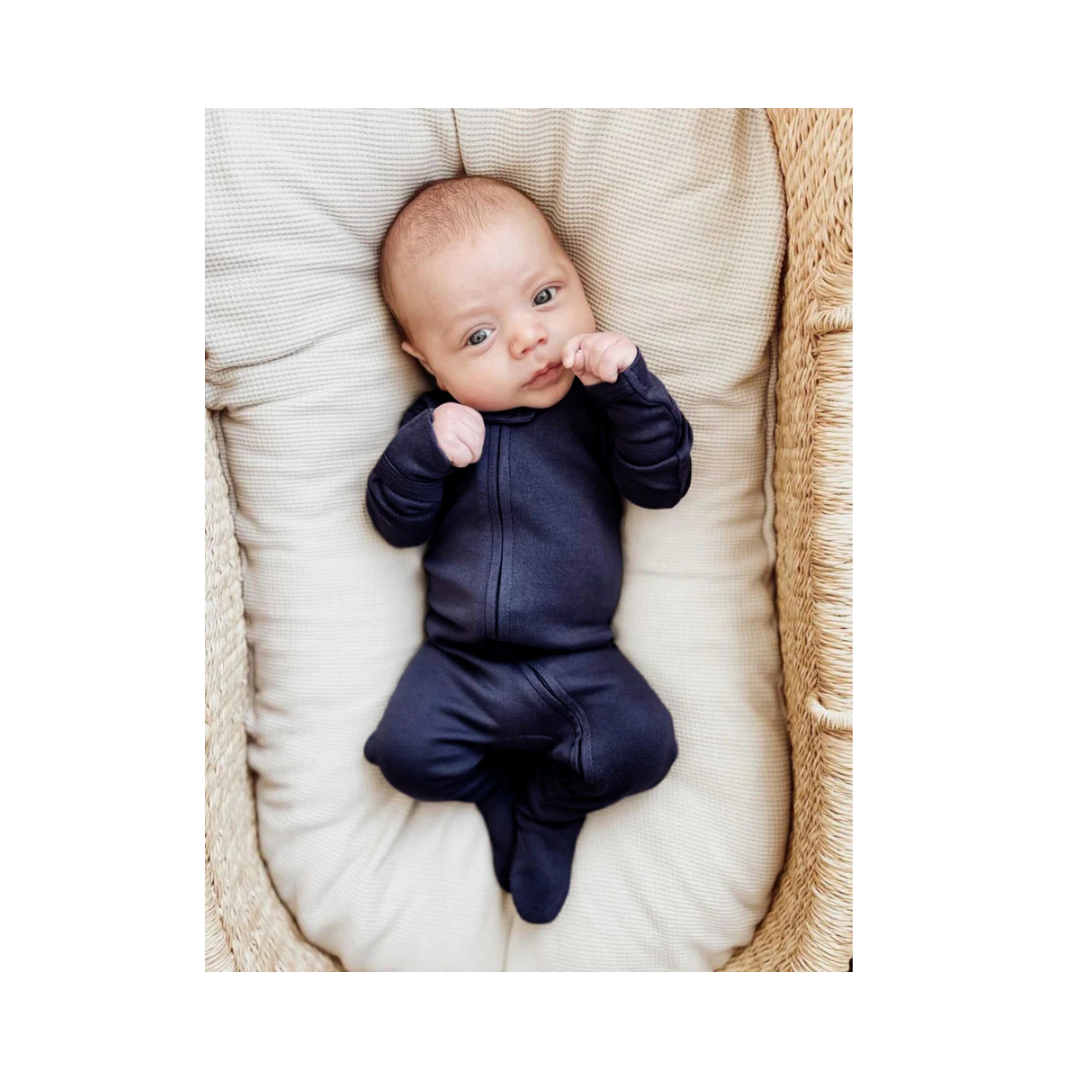 Navy 2 Way Zipper Footie