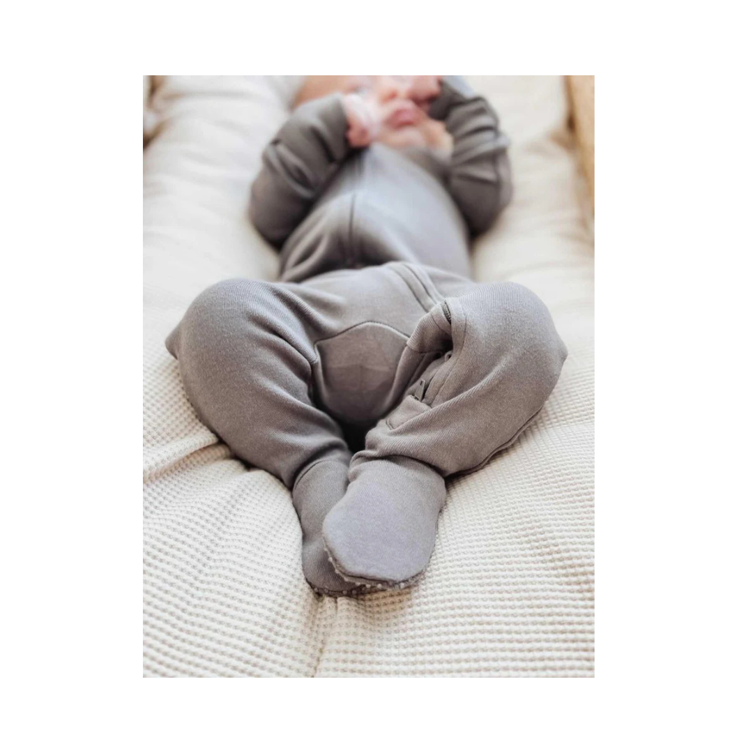 Gray 2 Way Zipper Footie