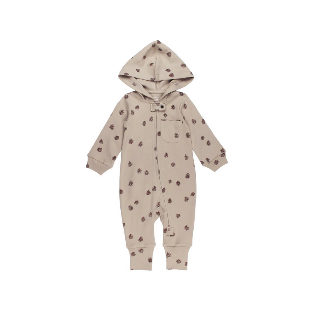 Oatmeal Pinecone Zipper Romper