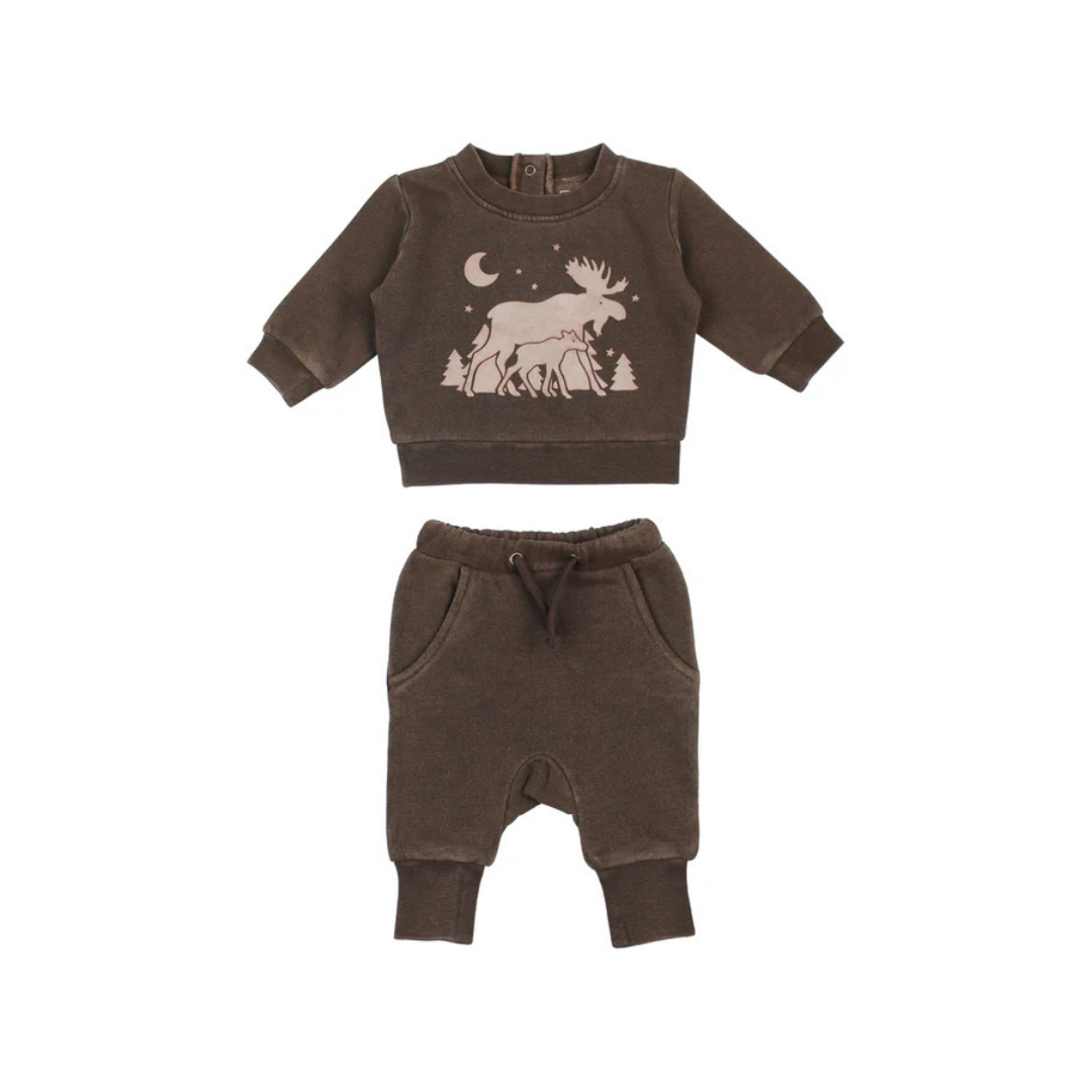 Bark Moose Graphic Sweatshirt & Jogger Set