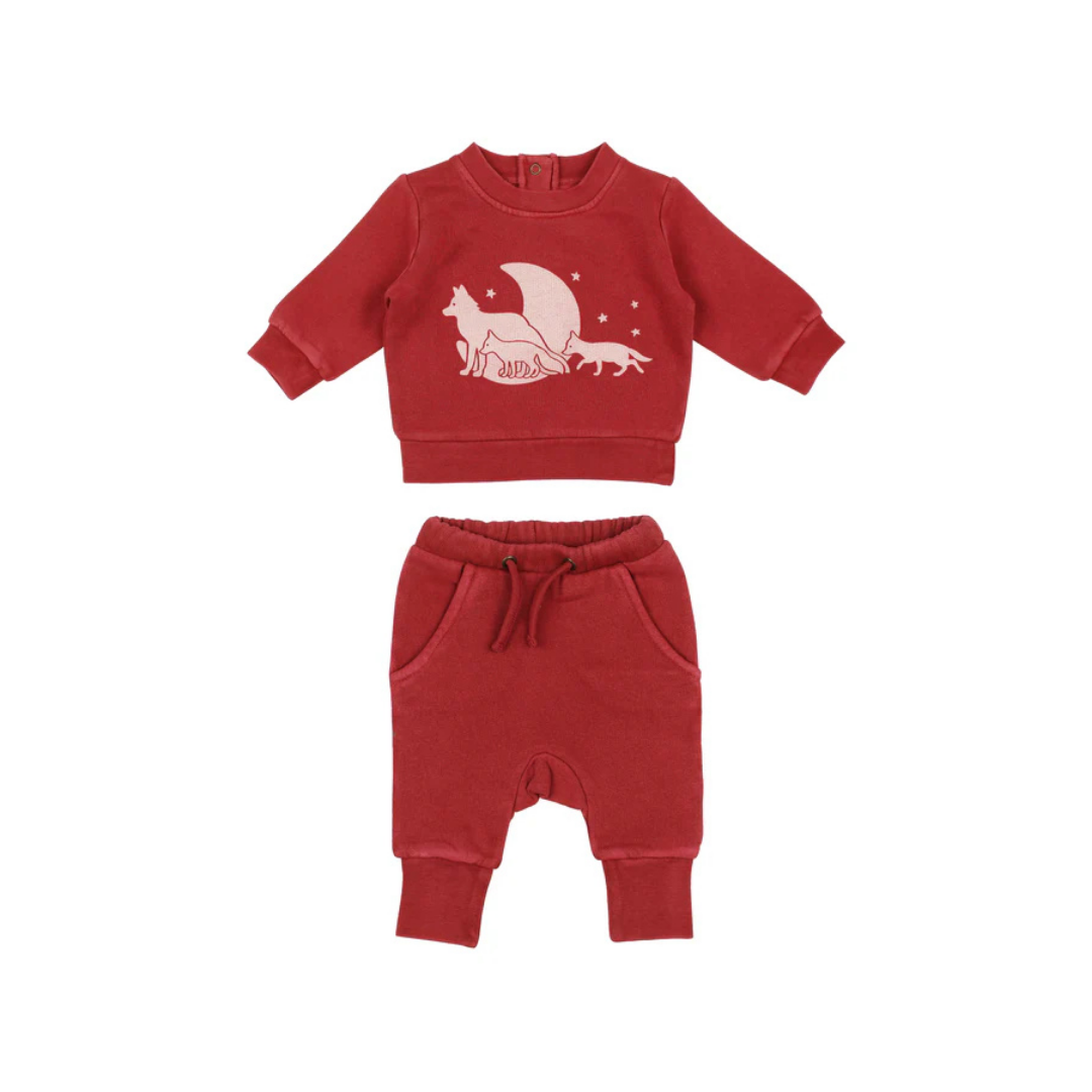 Cherry Fox Graphic Sweatshirt & Jogger Set