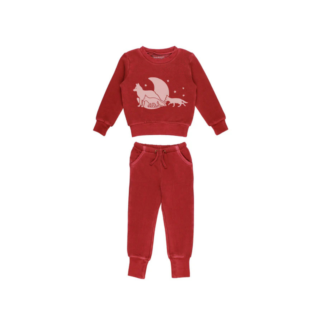 Cherry Fox Graphic Sweatshirt & Jogger Set
