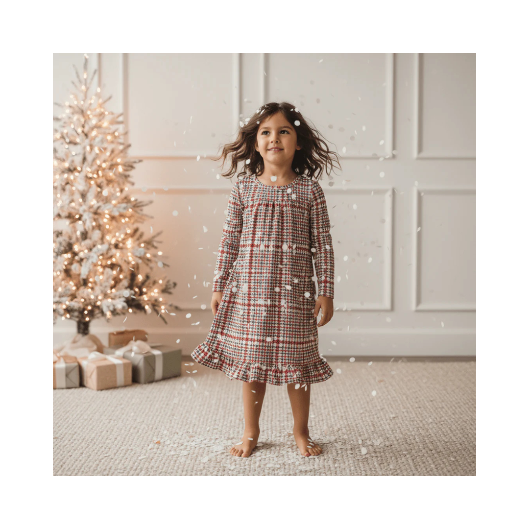 Red Tartan Plaid Boho Nightgown