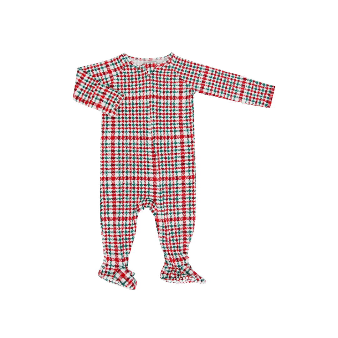 Red Tartan Zip Footie