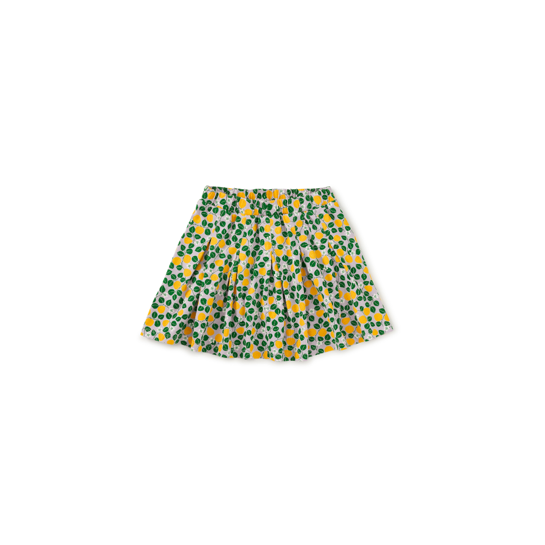 Asian Pear & Blossoms Pleated Jersey Skirt