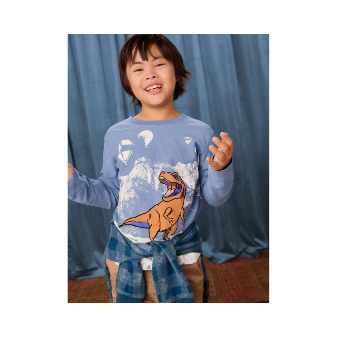 T Rex Mountains Long Sleeve Graphic T
