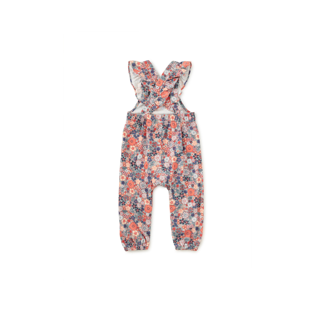 Japanese Mini Floral Corduroy Ruffle Baby Overalls