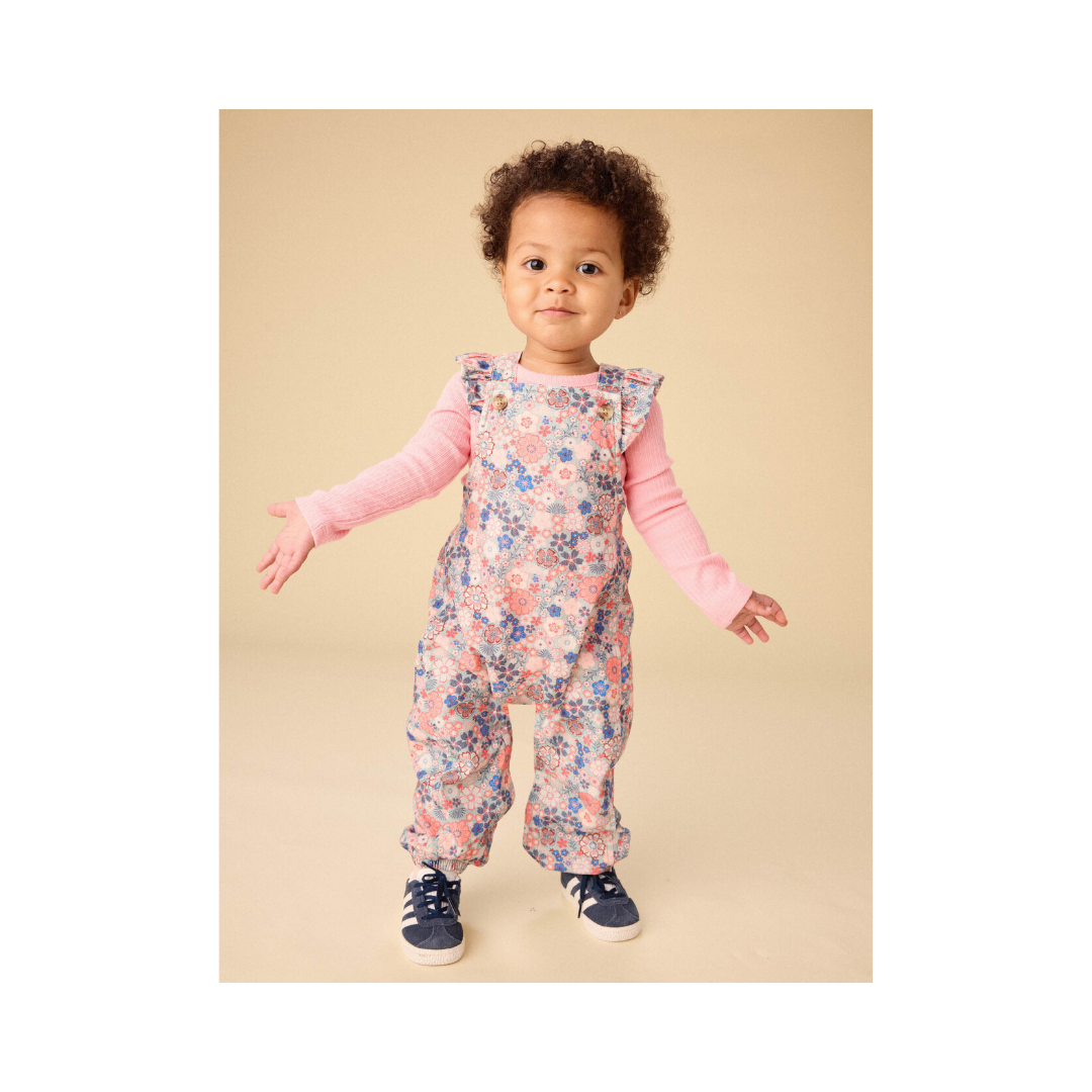 Japanese Mini Floral Corduroy Ruffle Baby Overalls