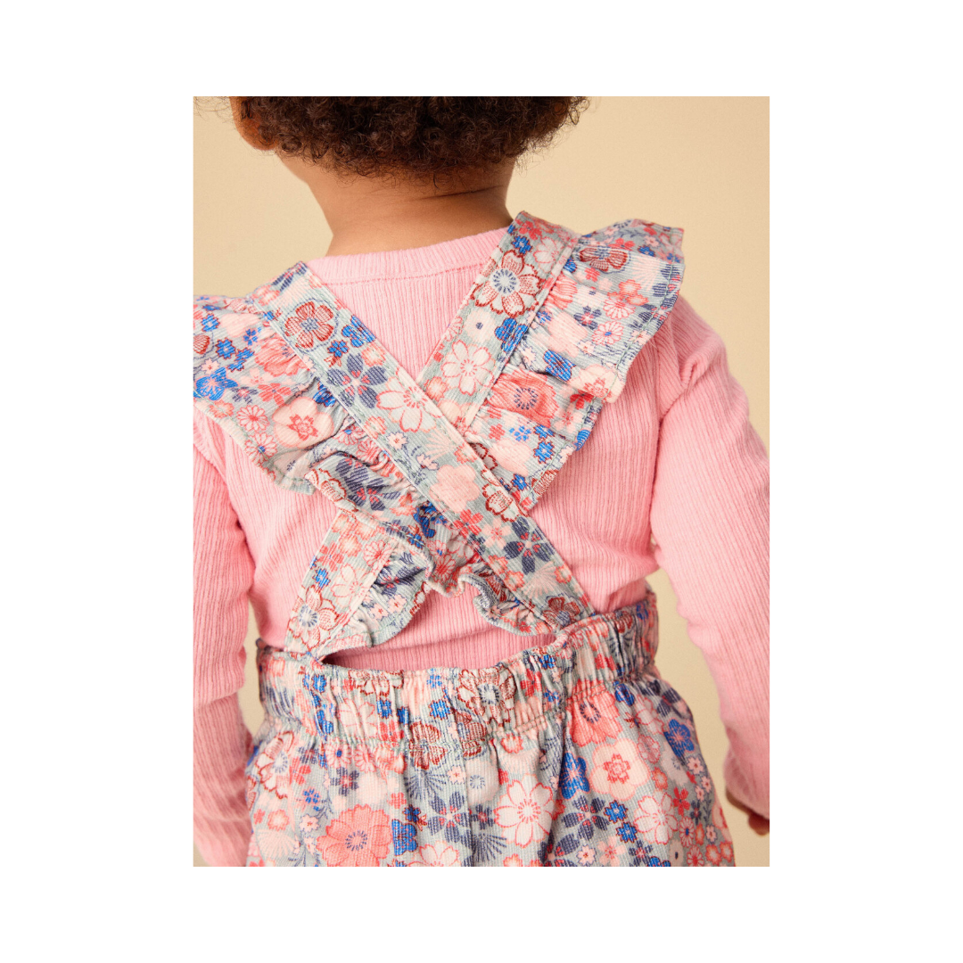 Japanese Mini Floral Corduroy Ruffle Baby Overalls