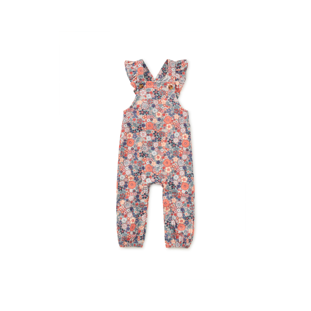 Japanese Mini Floral Corduroy Ruffle Baby Overalls