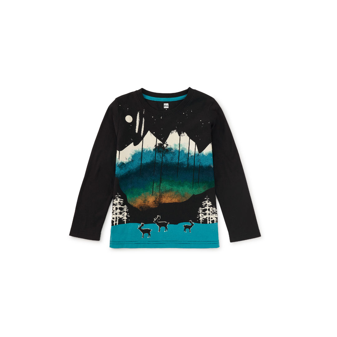 Jet Black Glowing Lights Graphic Tee