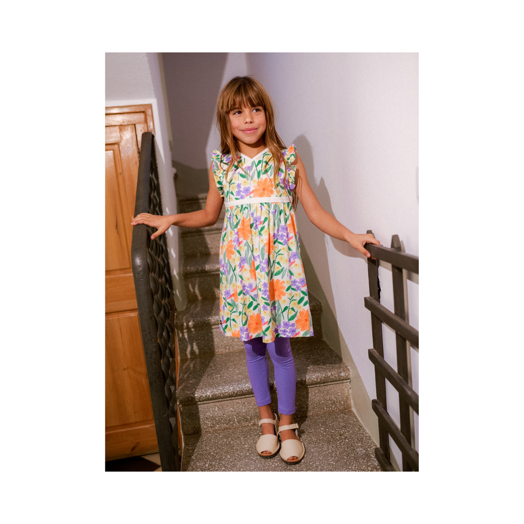 Watercolor Floral Wrap Neck Dress