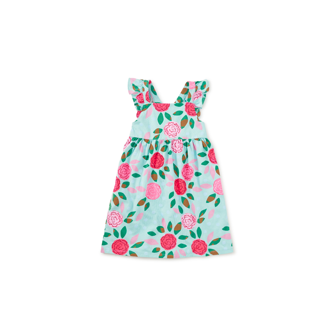 Spinning Carnations Ruffle Strap Dress