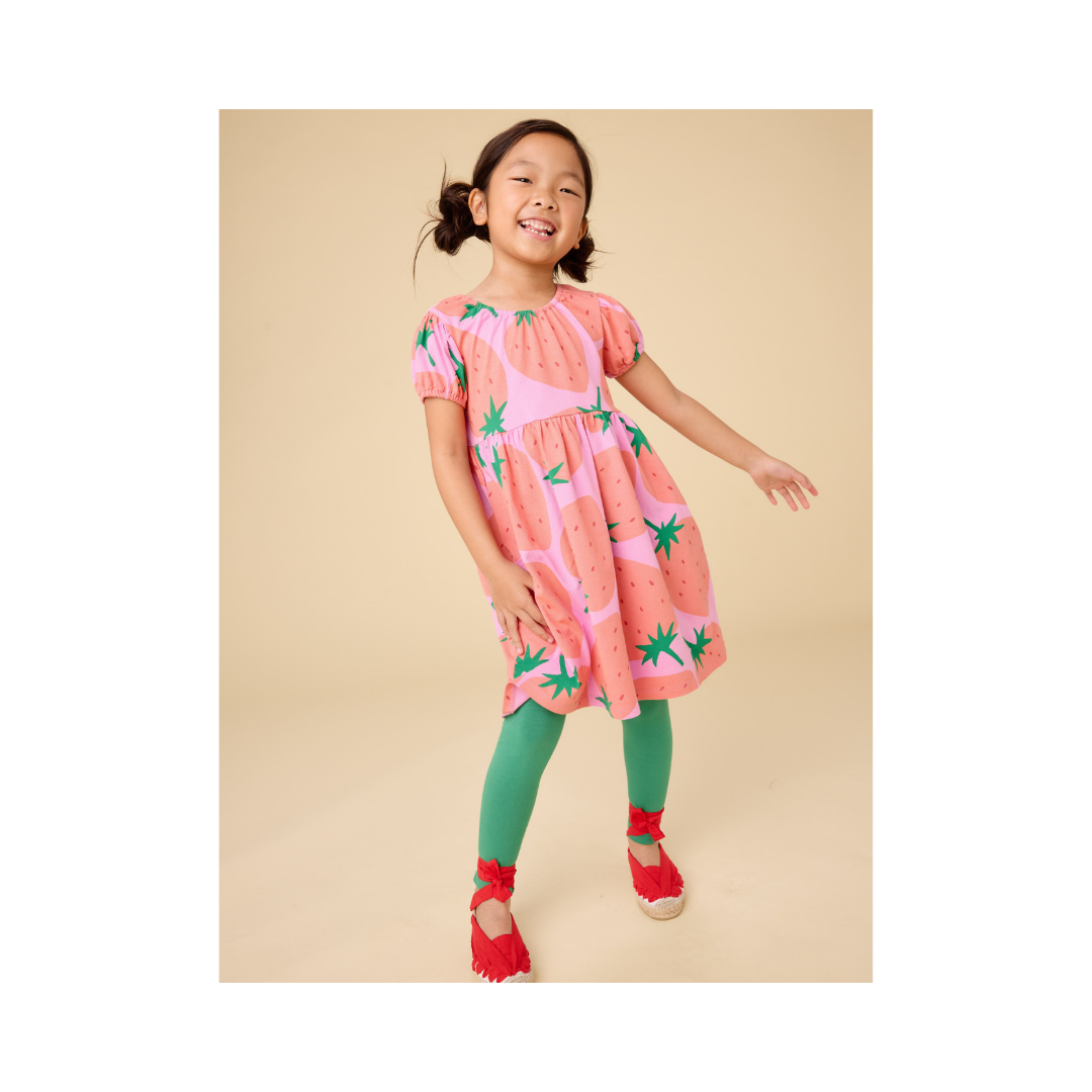 Fresas Favoritas Puff Sleeve Empire Dress