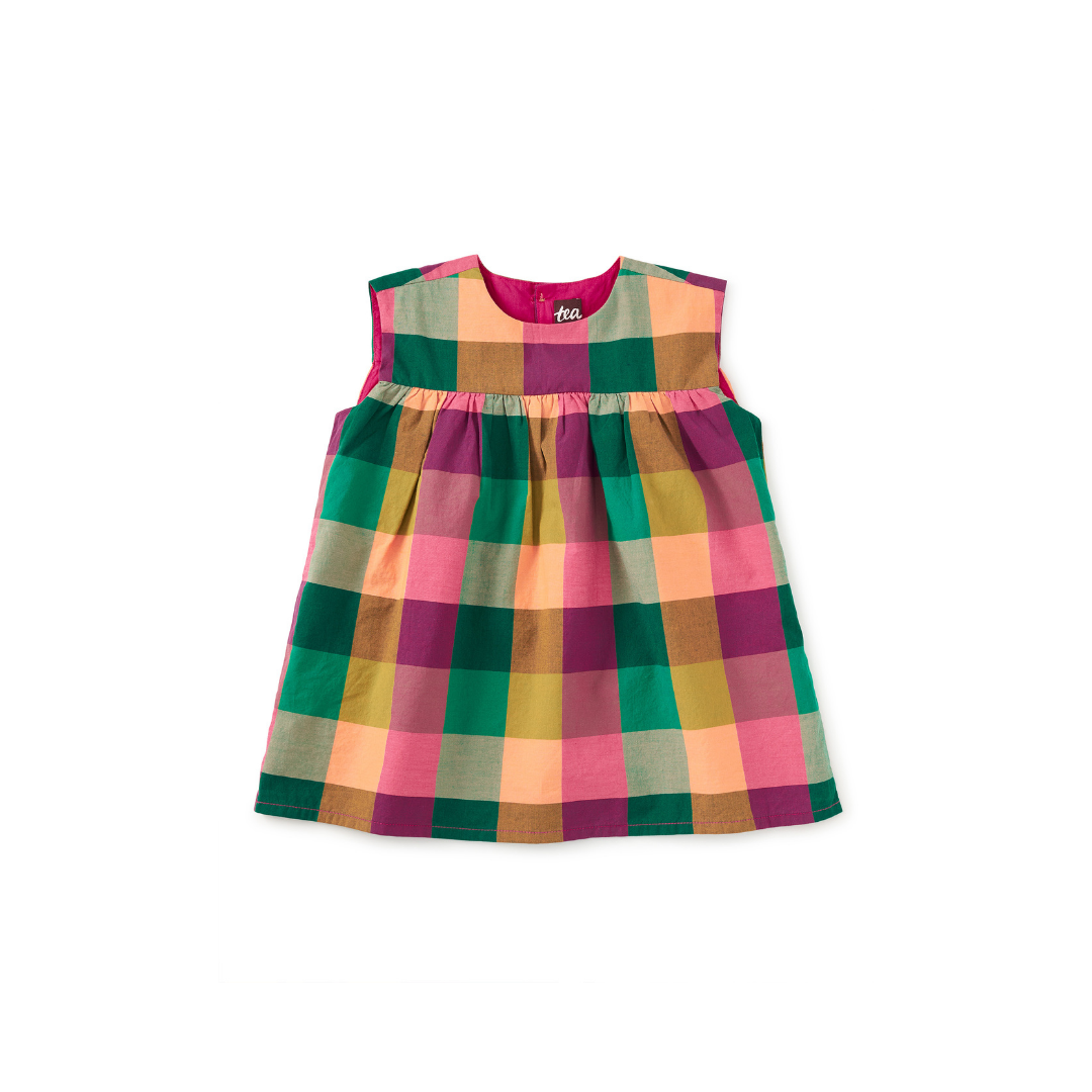 Barcelona Plaid Printed Empire Baby Dress Set