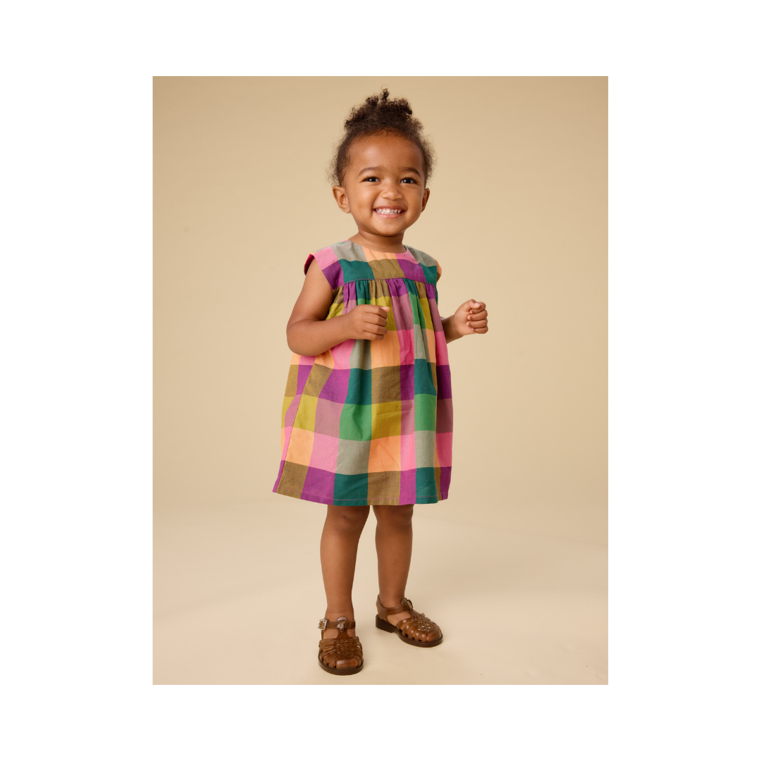 Barcelona Plaid Printed Empire Baby Dress Set