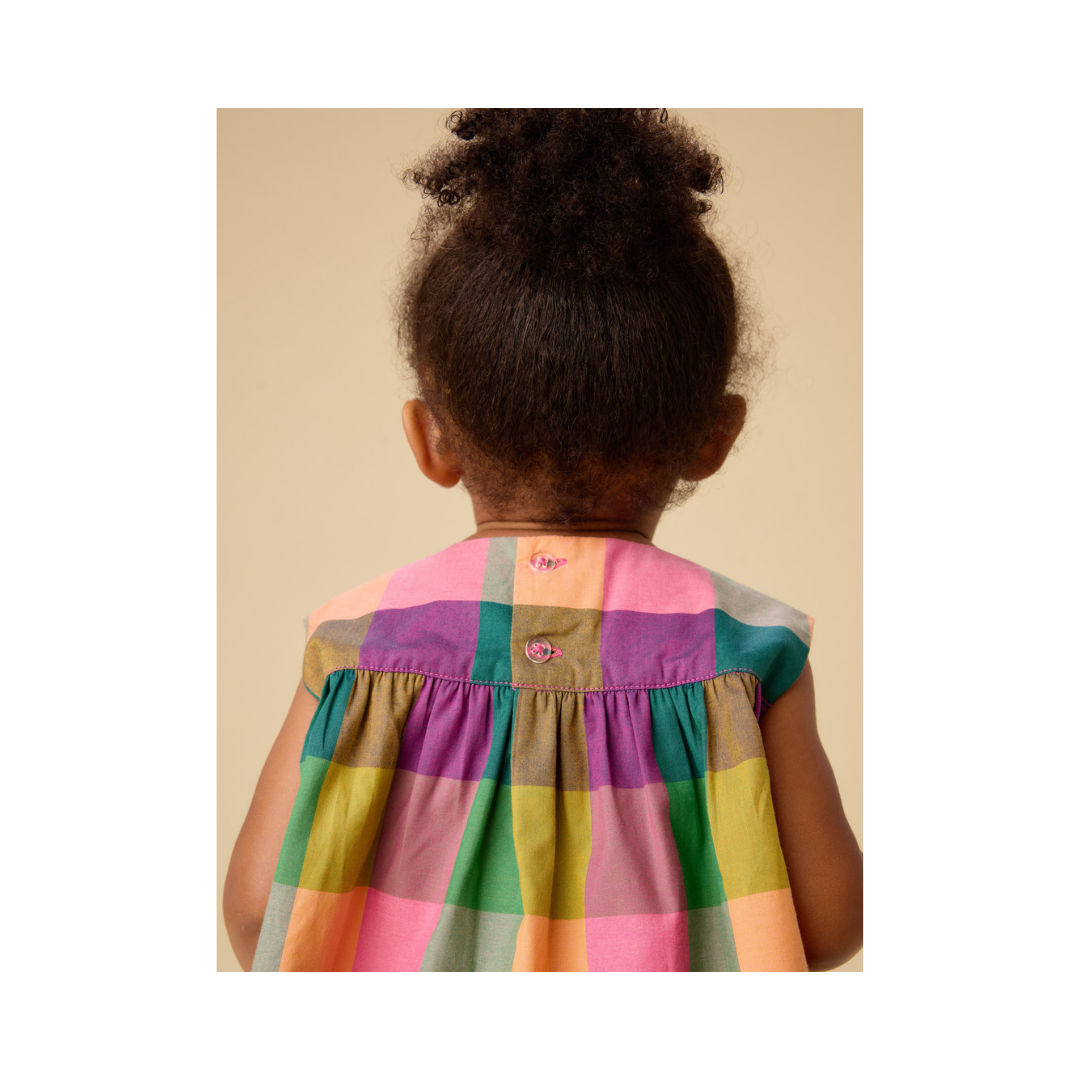 Barcelona Plaid Printed Empire Baby Dress Set