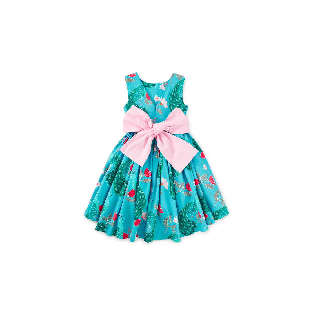 Peacock Floral Sleeveless Hi-Lo Sash Dress