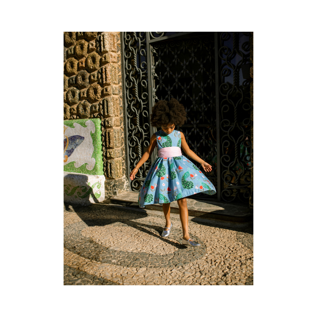 Peacock Floral Sleeveless Hi-Lo Sash Dress