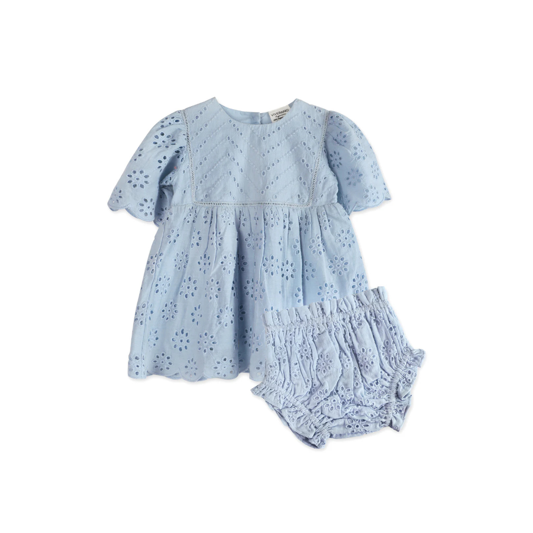 Milos Powder Blue Eyelet Dress