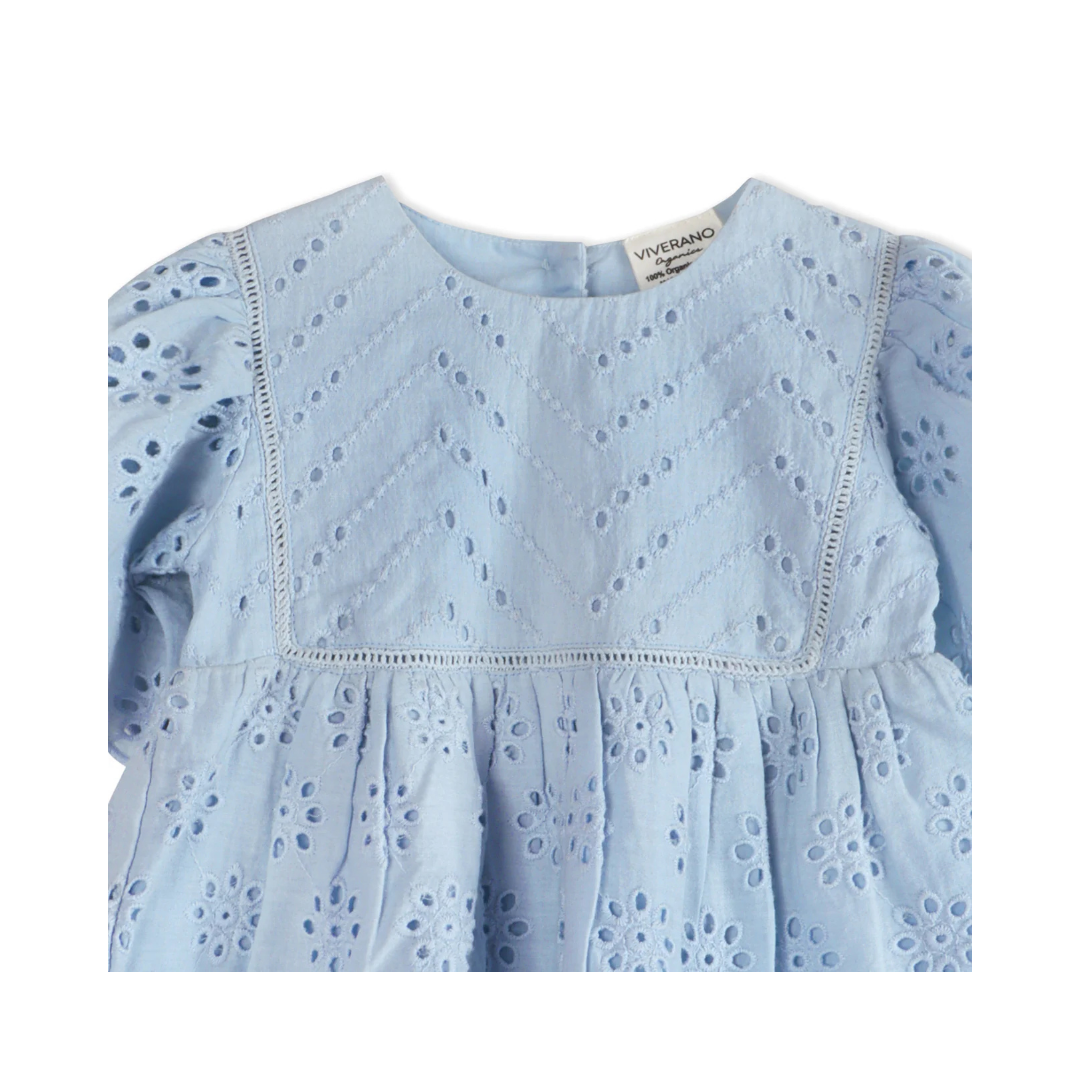 Milos Powder Blue Eyelet Dress