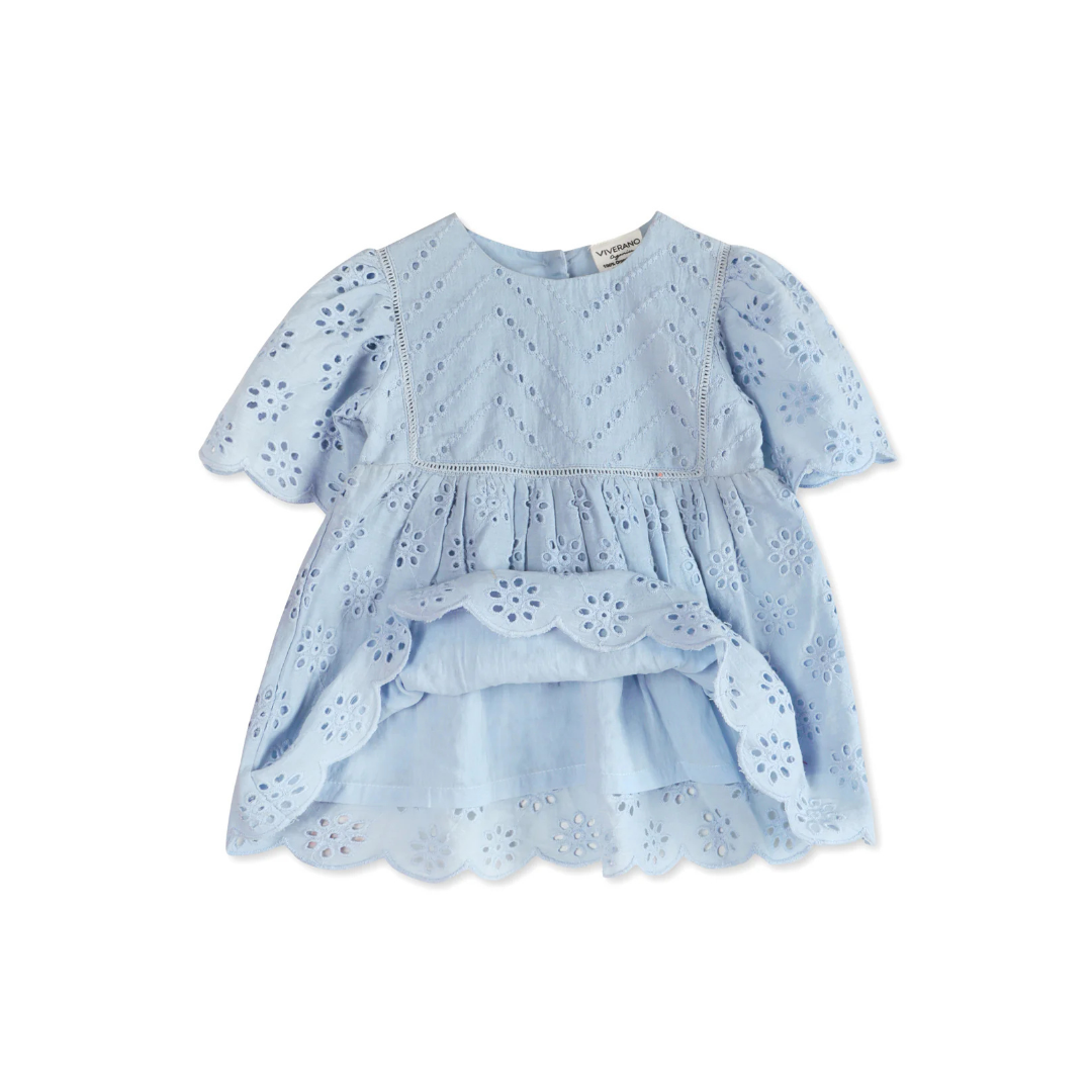 Milos Powder Blue Eyelet Dress