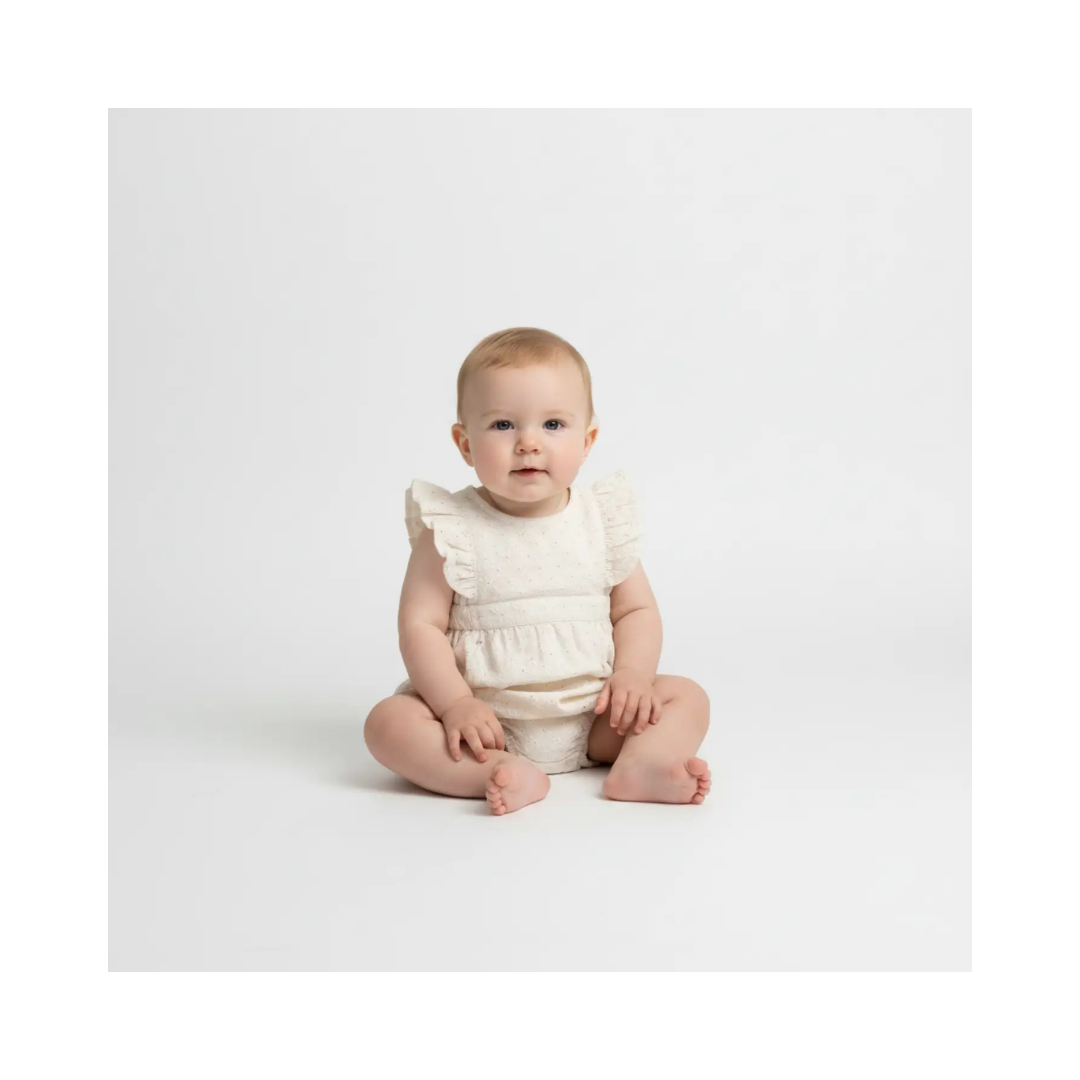 Ivory Eyelet Flutter Sleeve Romper