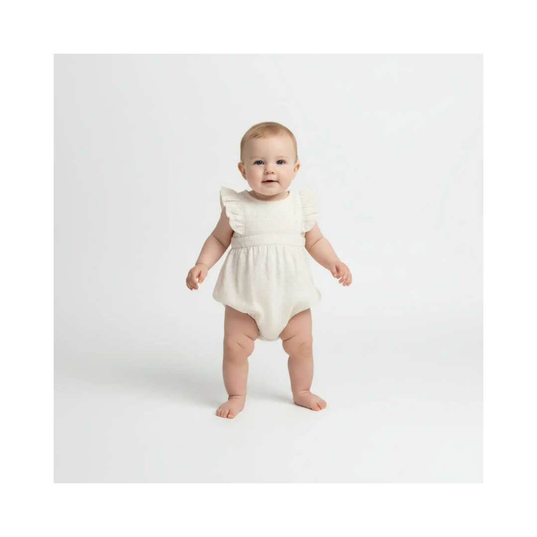 Ivory Eyelet Flutter Sleeve Romper