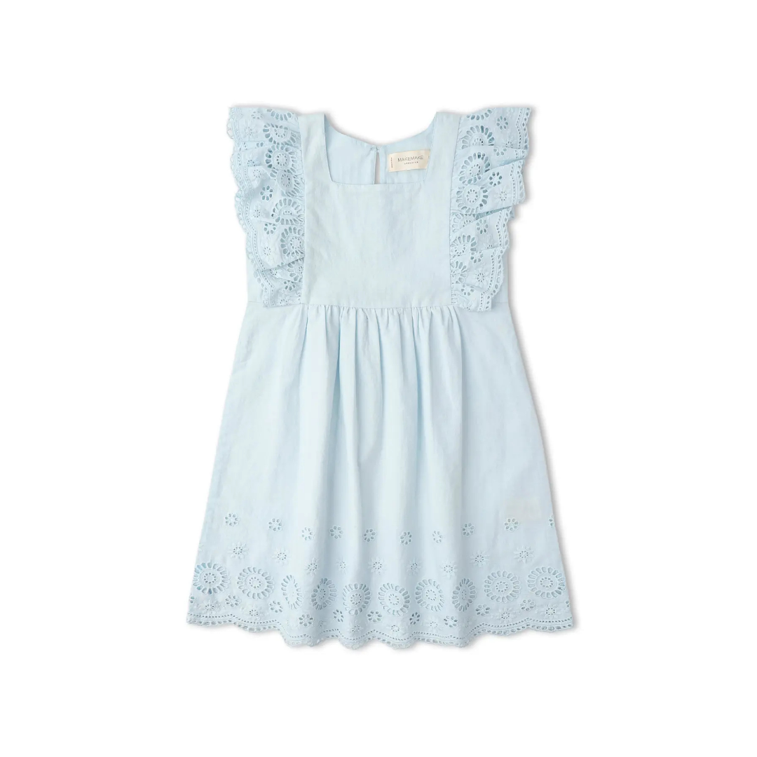Light Blue Organic Eyelet Flutter Dress