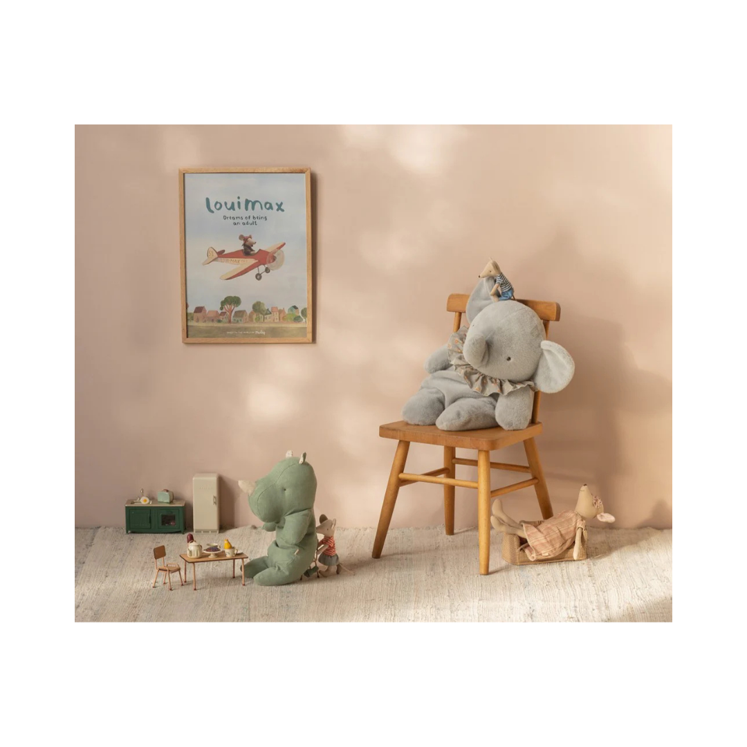 Elephant plush, Big - Blue/grey
