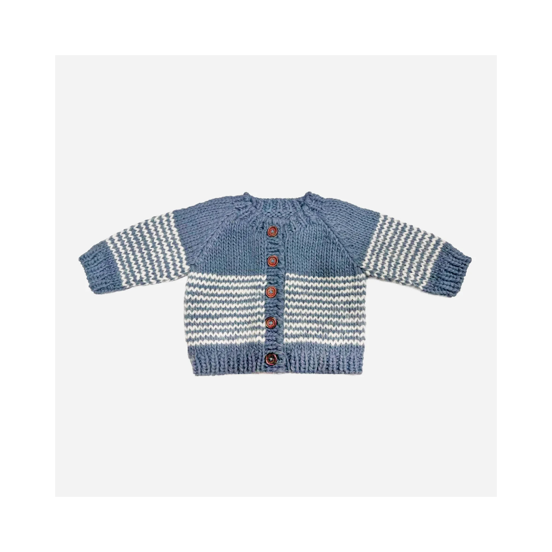 Blue Stripe Cardigan Sweater