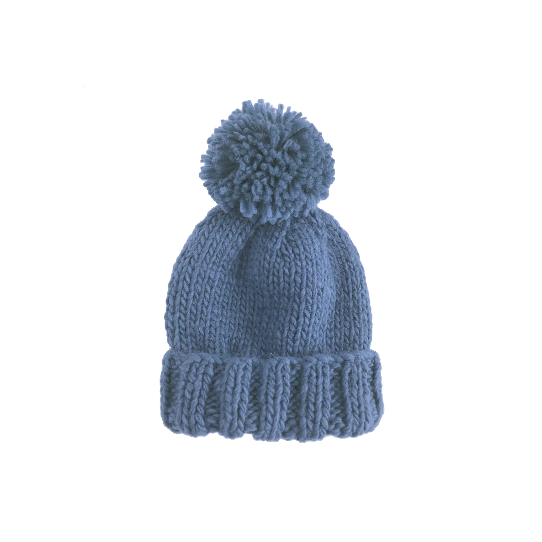 Blue Classic Pom Hat