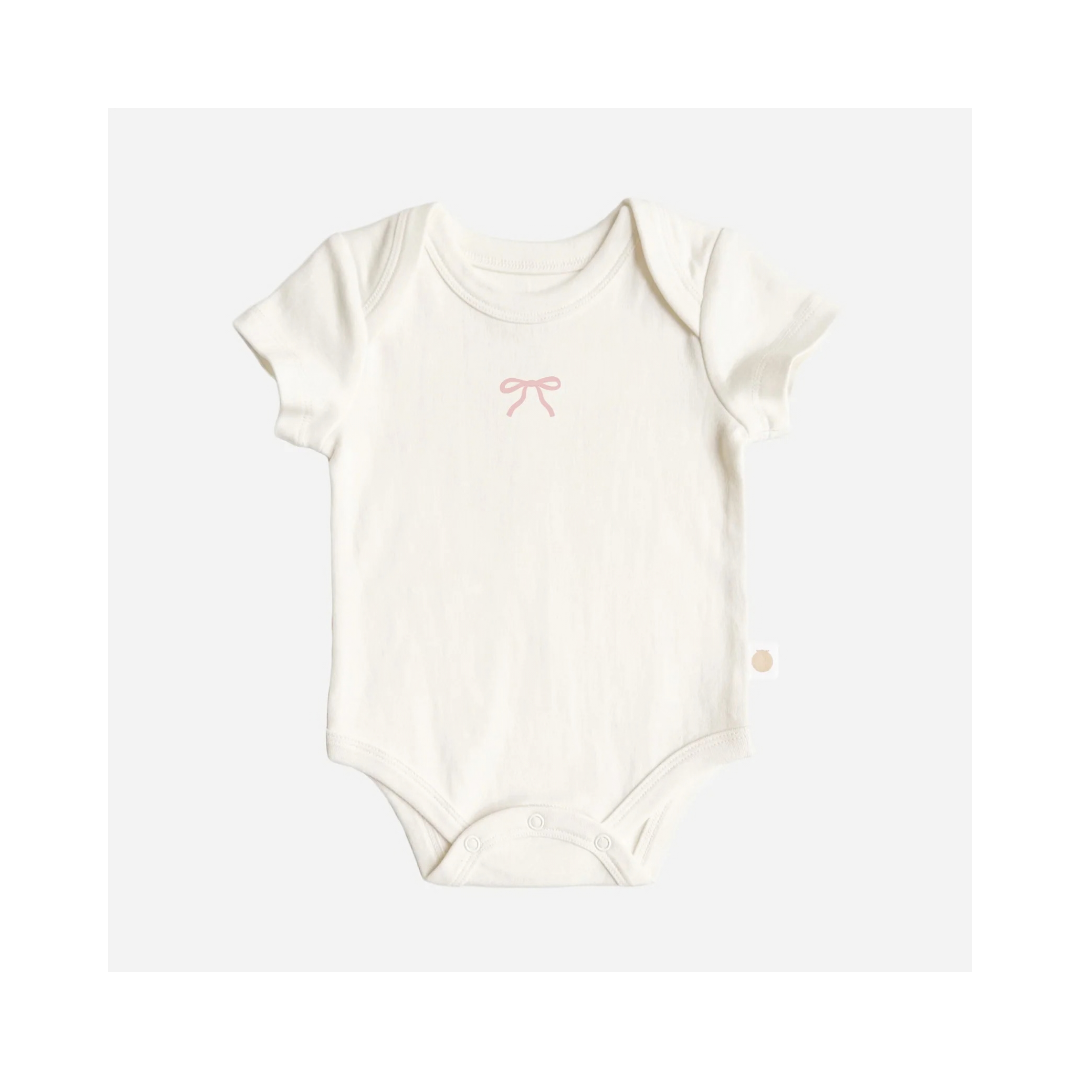 Cream Pink Bow Body Suit Onesie