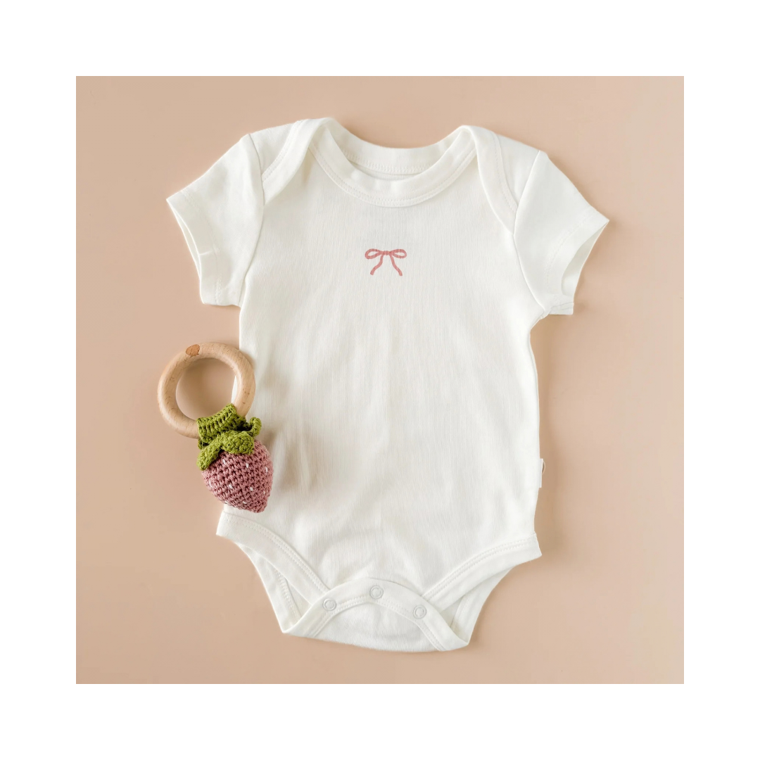 Cream Pink Bow Body Suit Onesie