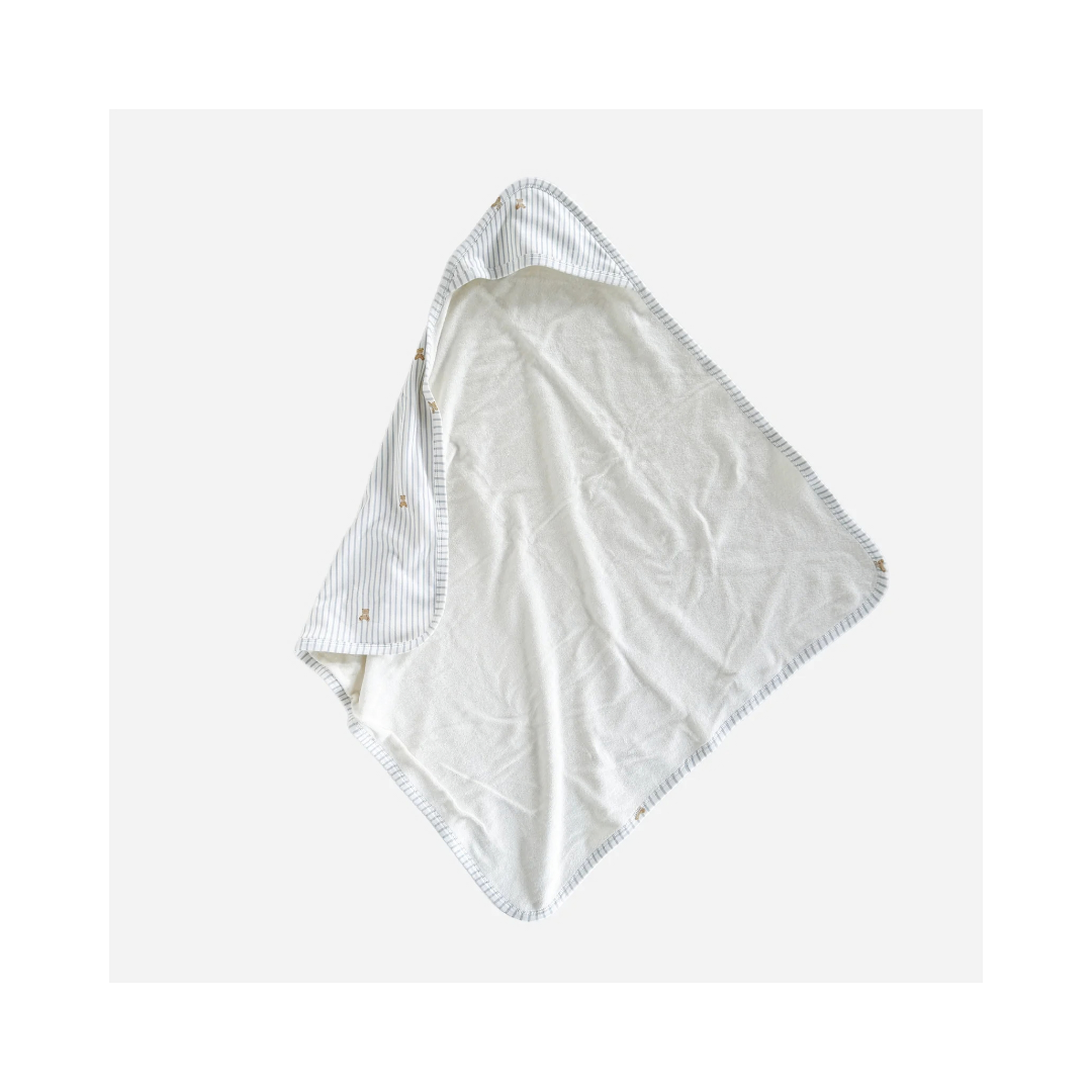 Hooded Towel Teddy Bear Stripe Newborn Organic Cotton Baby