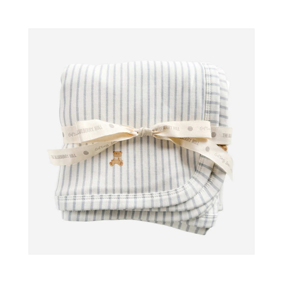 Hooded Towel Teddy Bear Stripe Newborn Organic Cotton Baby