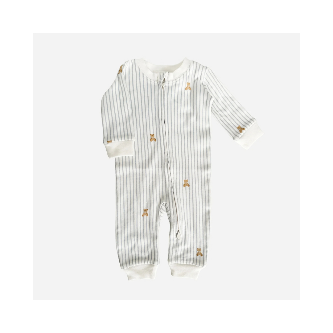 Layette Long Sleeve Zipper Romper Teddy Bear Baby Boy Outfit