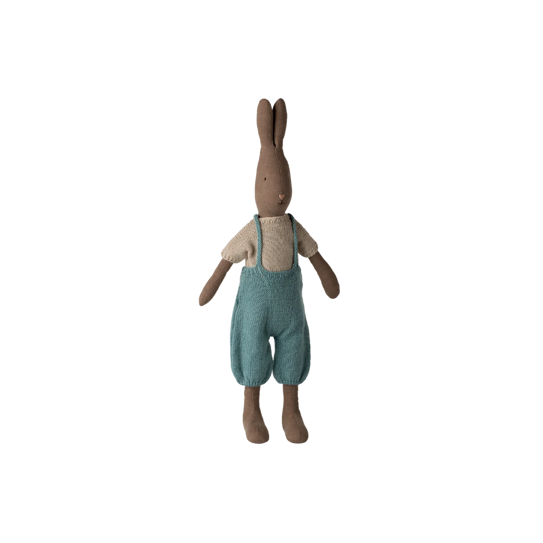 Rabbit, Size 3 - Brown - Knitted shirt and overall