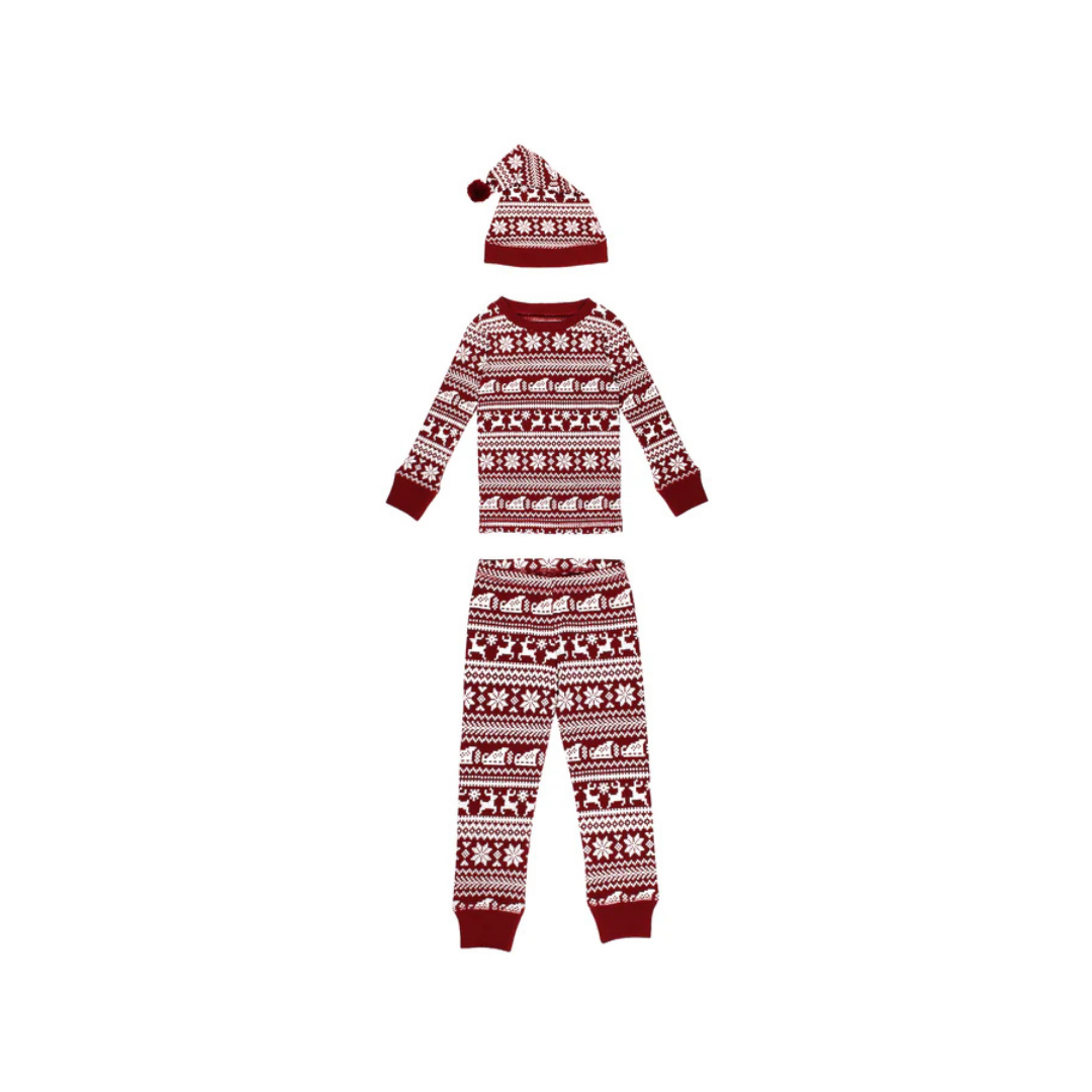 Santa's Sleigh Holiday Thermal Long sleeve PJ & Cap Set